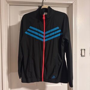 Adidas Black Track Jacket - Adidas FS Wind Jacket Track Top w/ Blue Stripes